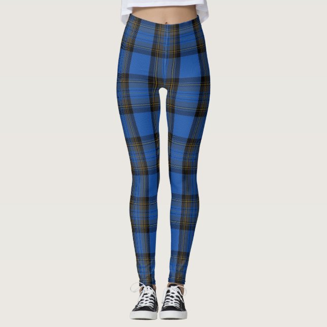 Legging Padrão de Xadrez de Skye Blue Tartan (Frente)