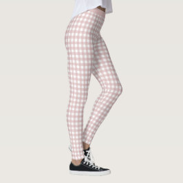 Legging Padrão de Xadrez de Sombreado Rosa Maciço Minimali