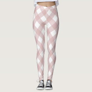 Legging Padrão de Xadrez de Sombreado Rosa Maciço Minimali