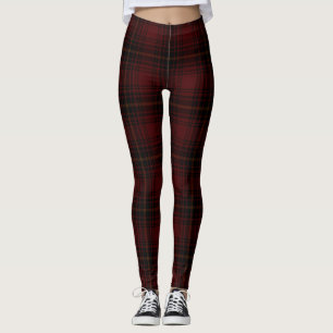Legging Padrão De Xadrez De Tartan Escocês Vermelho E Ne