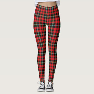 Legging Padrão de Xadrez de Turquesa Vermelha Brown Tartan