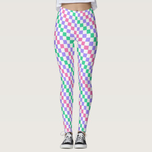 Legging Padrão de xadrez diagonal de loja de doces