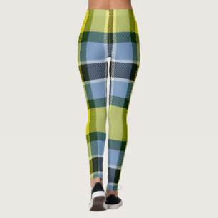 Legging Padrão de Xadrez do Tartan Azul e Amarelo moderno