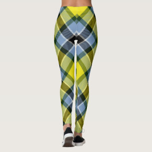 Legging Padrão de Xadrez do Tartan Azul e Amarelo moderno