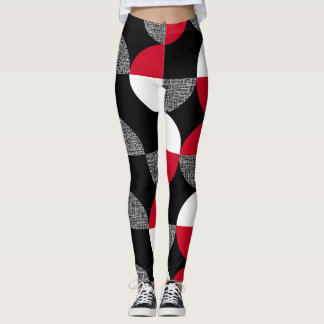 Legging Padrão de xadrez geométrico preto, vermelho e bran