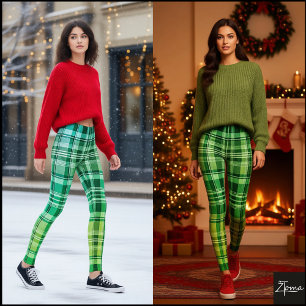 Legging Padrão de Xadrez Gradiente Azul Verde Vibrante