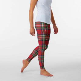 Legging Padrão de Xadrez Red Green Stewart Tartan
