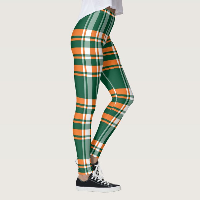 Legging Padrão de xadrez verde laranja (Direita)