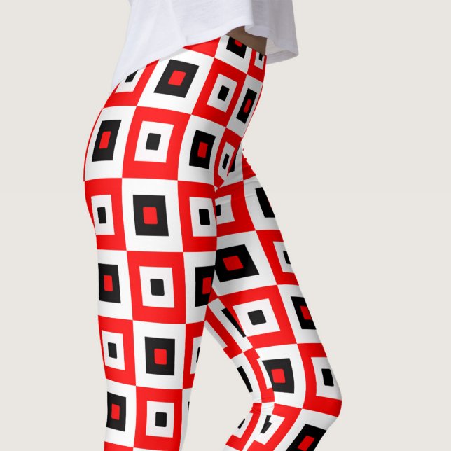 Legging Padrão de Xadrez Vermelho Preto e Branco (Criador carregado)
