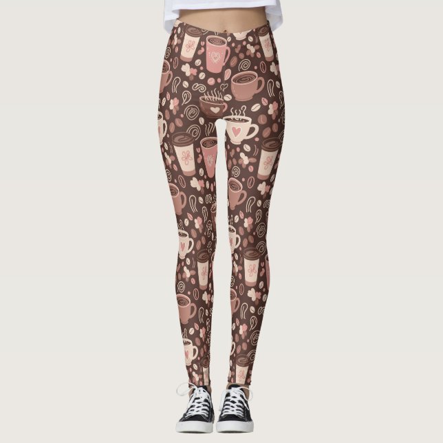 Legging Padrão de Xícara de Café Aconchegante (2) (Frente)