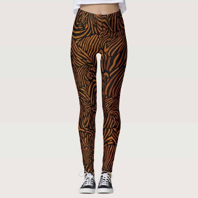 Legging Padrão de zebra em castanho Ouro (Frente)