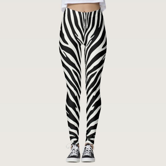 Legging Padrão de Zebra Selvagem (Frente)