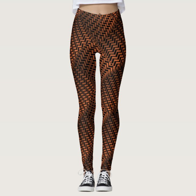 Legging Padrão de Zig de Bronze Selvagem Socialite (Frente)