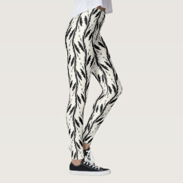 Legging Padrão Decorativo de Vinhas Negras