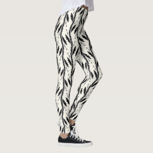 Legging Padrão Decorativo de Vinhas Negras