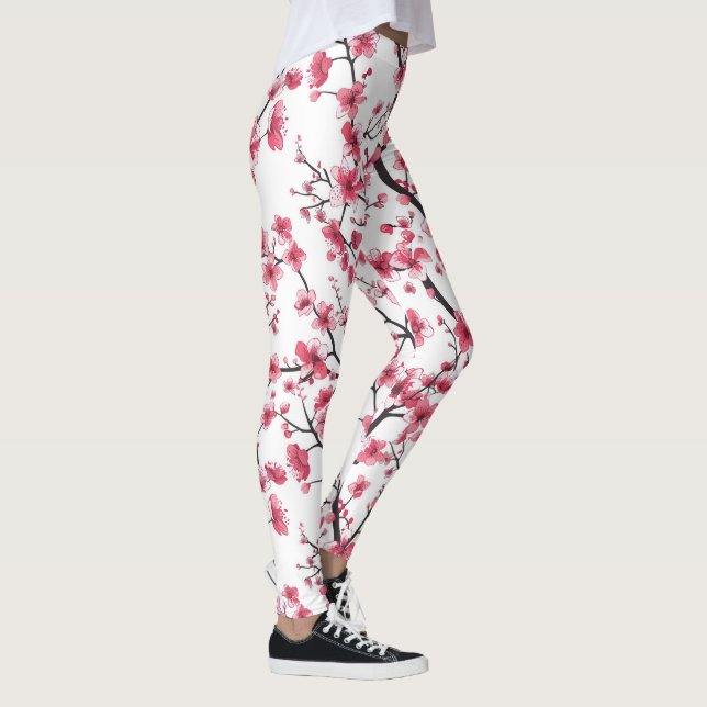 Legging Padrão Delicado de Flor de Cereja (Direita)