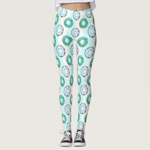 Legging Padrão Delicioso de Faixa Turquesa do Rosquinha