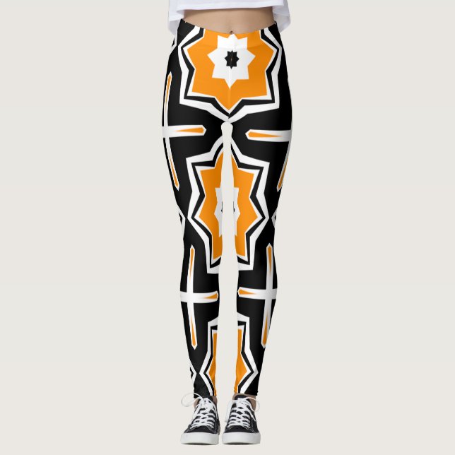 Legging padrão deométrico amarelo e preto (Frente)