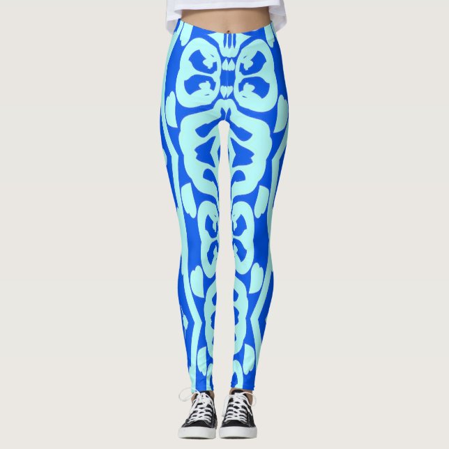 Legging Padrão descontínuo azul teal "Ratti_Creative_Arts" (Frente)