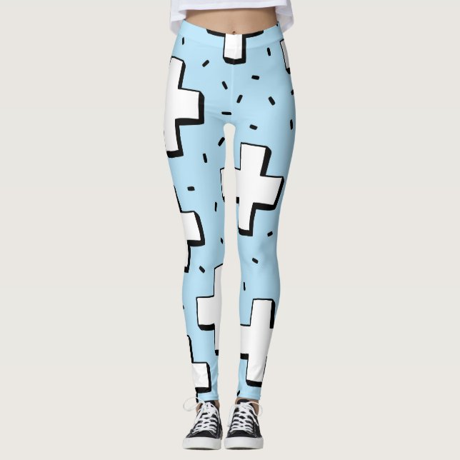 Legging Padrão desenhado à mão com sinais de mais. (Frente)