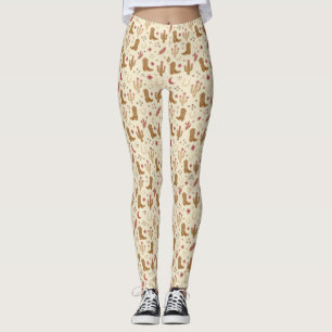 Legging Padrão Desenhado à Mão Country Western