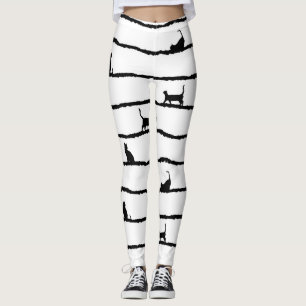 Legging Padrão Desenhado de Abstrato de Faixa Silhueta de