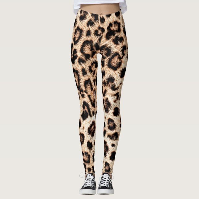 Legging Padrão Design de Leopardo: Elegância Selvagem. (Frente)