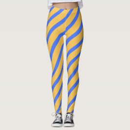 Legging Padrão Diagonal Azul e Dourado de Stripes
