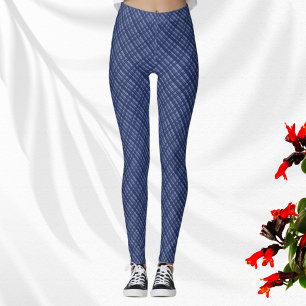 Legging Padrão Diagonal Cruzado Chic Azul