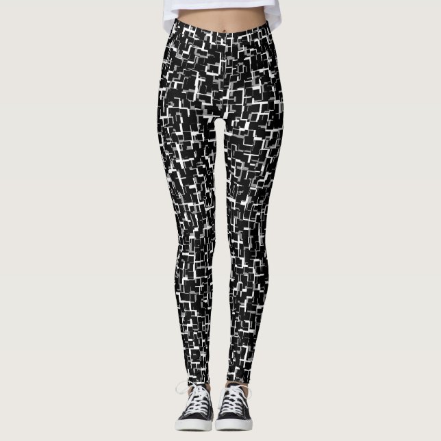 Legging Padrão Digital Camo Preto Branco Cinza (Frente)