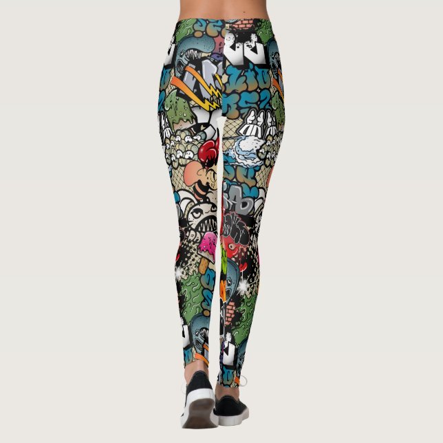 Legging Padrão dinâmico de arte de Grafite urbano