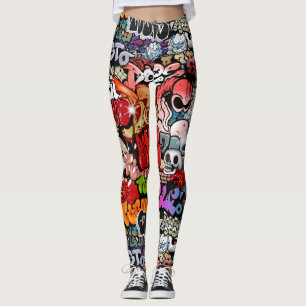 Legging Padrão dinâmico de arte de Grafite urbano