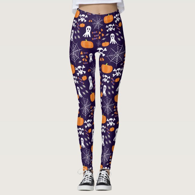 Legging Padrão Divertido de Halloween (Frente)