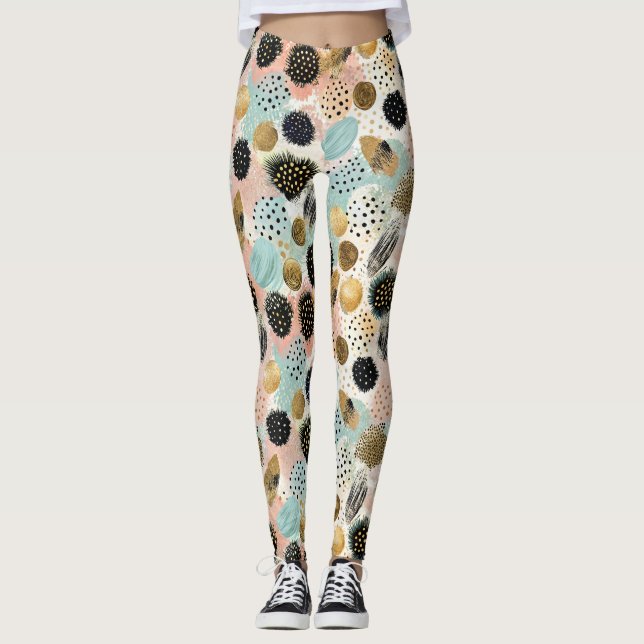 Legging Padrão do círculo de abstrato - com brilho e manch (Frente)