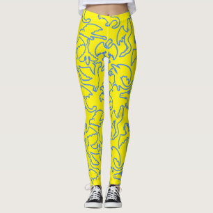 Legging Padrão do contorno do dragão 03.b B Amarelo BG
