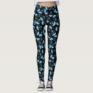 Legging Padrão do crânio preto e azul