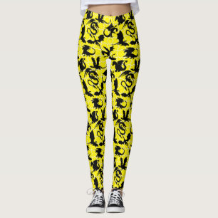Legging Padrão do dragão 01.wx4x4.amarelo azul BG