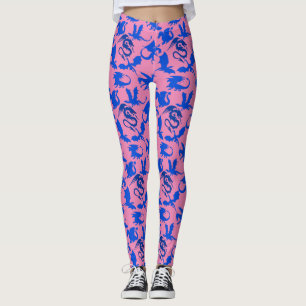 Legging Padrão do dragão 02 azul.bwx4 rosa BG
