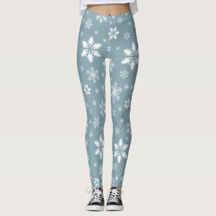 Legging Padrão do Floco de Neve, Flocos de Neve Brancos, N