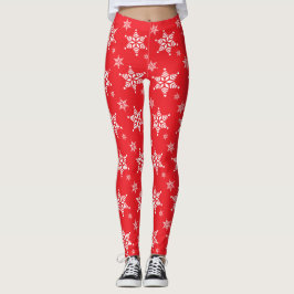 Legging Padrão do Floco de Neve, Flocos de Neve Brancos, N