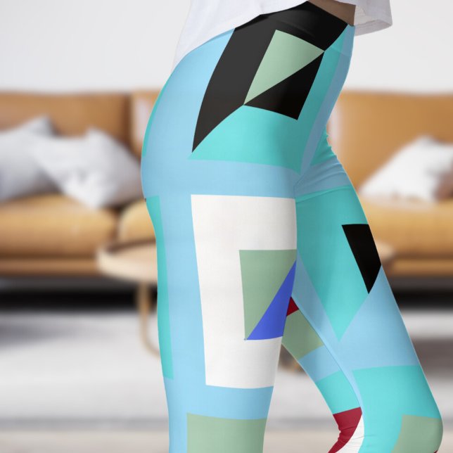 Legging Padrão do mosaico azul do abstrato Baby (Abstract Baby Blue Mosaic Pattern Leggings)