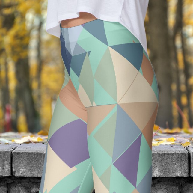 Legging Padrão do mosaico verde-abstrato Teal (Double Mosiac Light Teal Green Leggings)
