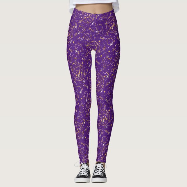 Legging Padrão do ouro 05.bw Roxo BG (Frente)