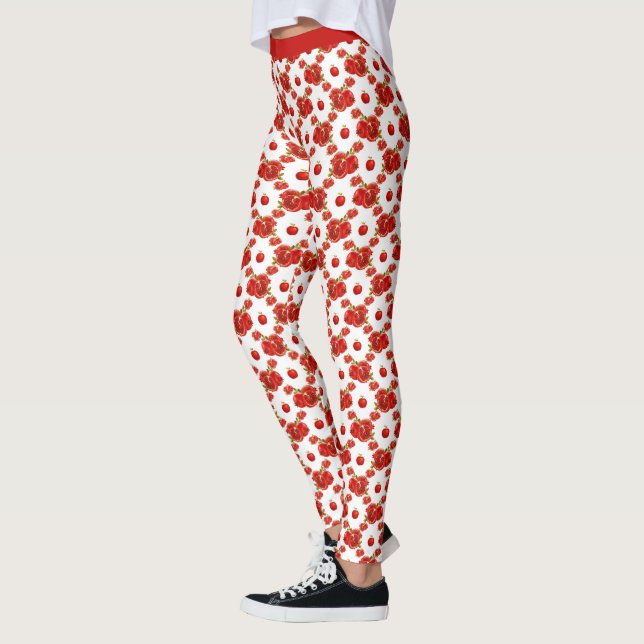 Legging Padrão do Pomegranato Vermelho de Fruta Vermelha (Esquerda)