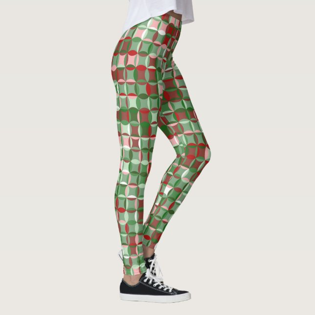 Legging Padrão do Quadro de Cheques Bohemian Funky Christm (Direita)