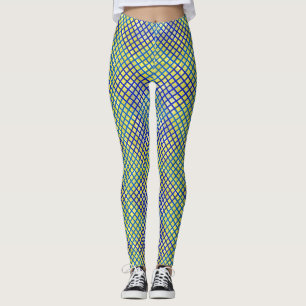 Legging Padrão do verificador azul 02.w Byellow BG