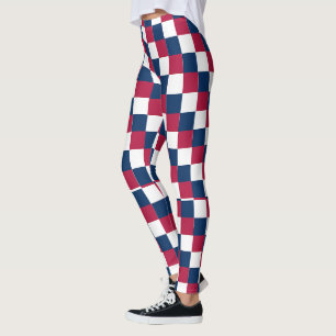 Legging Padrão do verificador com cor do sinalizador dos E
