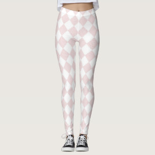 Legging Padrão do verificador rosa e branco