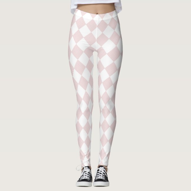 Legging Padrão do verificador rosa e branco (Frente)