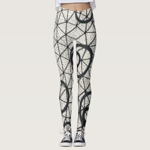 Legging Padrão dos círculos Abstrato preto e branco